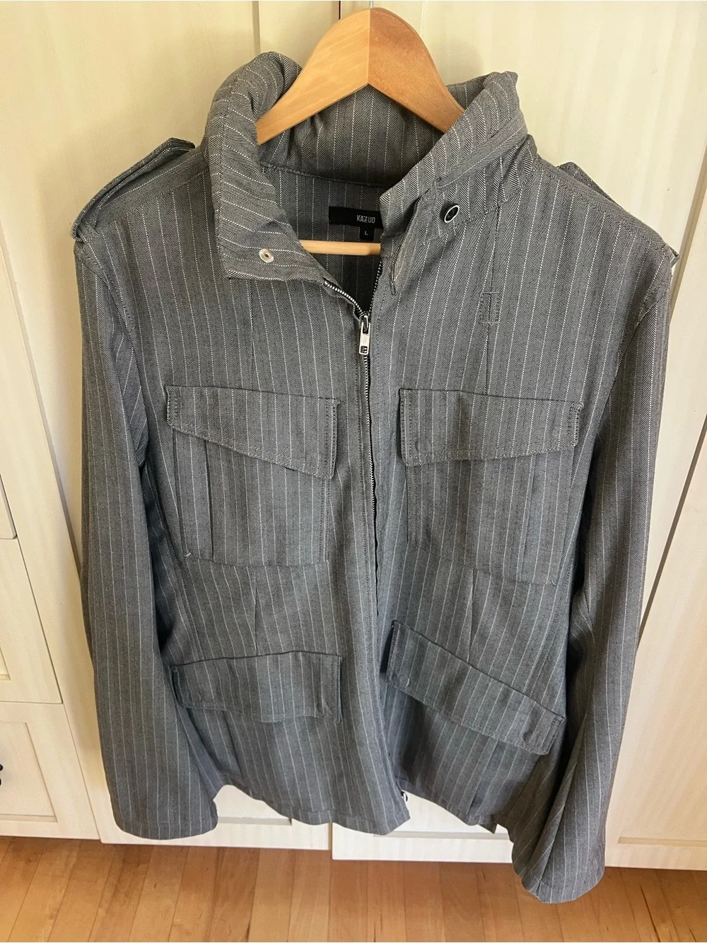 Men's Gray Pinstripe Field Jacket